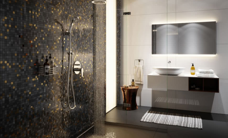 Funkcjonalny prysznic z odpływem liniowym 